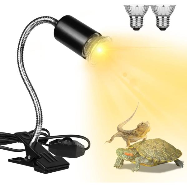 商品名Reptile Heat Lamps, Turtle Lamp UVA/UVB Turtle Aquarium Tank Heating Lamps with Clamp, 360° Rotatable Basking Lamp fo...