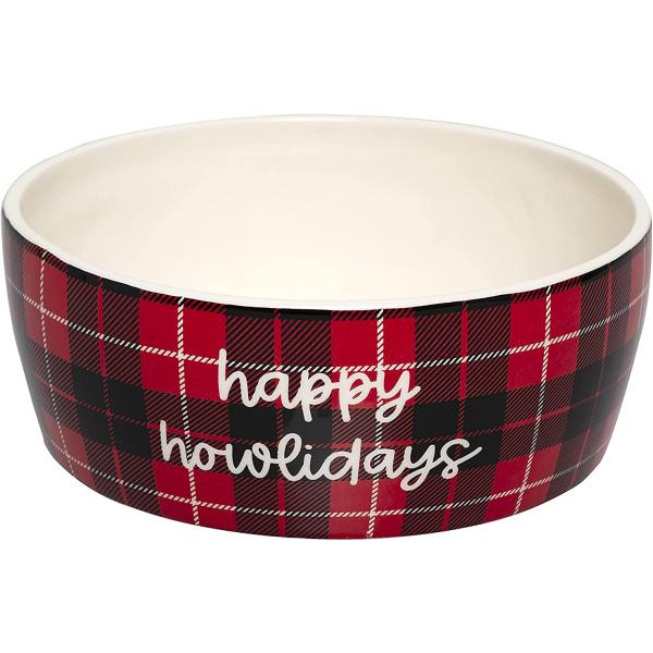 【並行輸入品】 Pearhead Happy Howlidays Pet Bowl Dog Water and Food Dish Christm