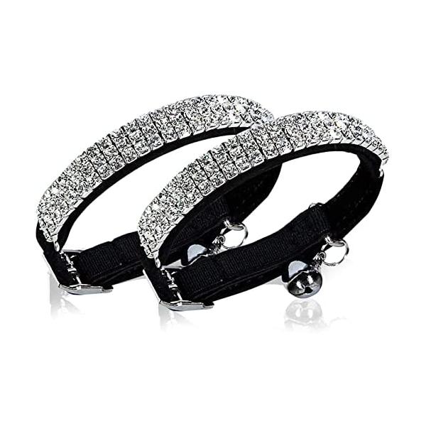 【並行輸入品】 CHUKCHI Soft Velvet Safe Cat Adjustable Collar Bling Diamante with