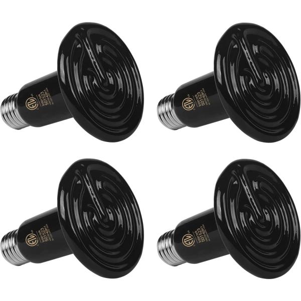 商品名WUHOSTAM 4 Pack 150W Infrared Ceramic Heat Lamp,Black Reptile Heater Emitter Bulb, No Light Emitting for Amphibian an...