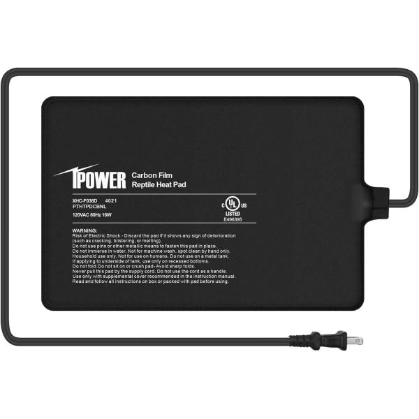 商品名iPower Reptile Heating Pad 8X12 Inch 16W Under Tank Heater Warmer, 30-40 Gallon Terrarium Heat Mat for Hermit Crab/Tu...