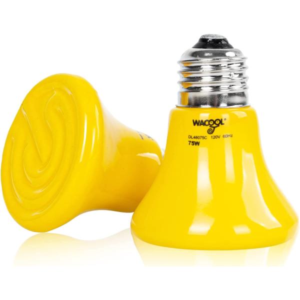 商品名WACOOL Ceramic Heat Emitter 75W 2PACK, Color Change Reptile Heat Lamp for Reptile Pet Brooder Coop Lizard Turtle Aqua...