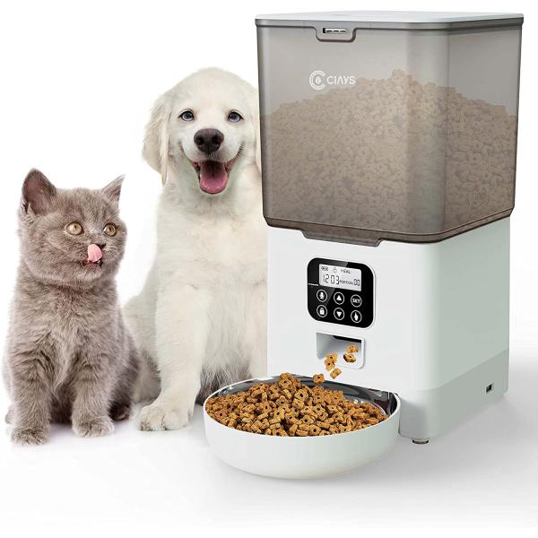 【並行輸入品】 Ciays Automatic Cat Feeders 5.6L Cat Food Dispenser Up to 20 Porti