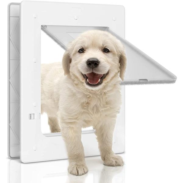 商品名PETOUCH ペットドア 小型犬用ドア 6インチ x 9インチ インナーフレーム 小型犬と猫用 小型犬用ドア 取り付け簡単 2ウェイロック 丈夫なフレームキャットドア ドア 網戸 壁用 ホワイトPet Door, Small Dog...