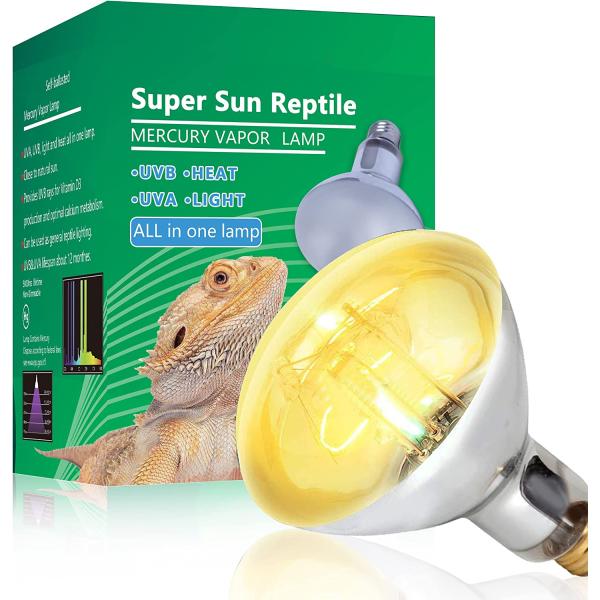 商品名BlueX 80-Watt Reptile UVA UVB Sun Lamp - All-in-One Bulb Self-Ballasted Mercury Vapor Basking Light Heat Lamp Bulbs -...