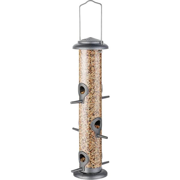 商品名iBorn Metal Bird Feeder Hanging Wild Bird Seed Feeder for Mix Seed Blends Heavy Duty All Metal Silver Finish,14 Inch ...