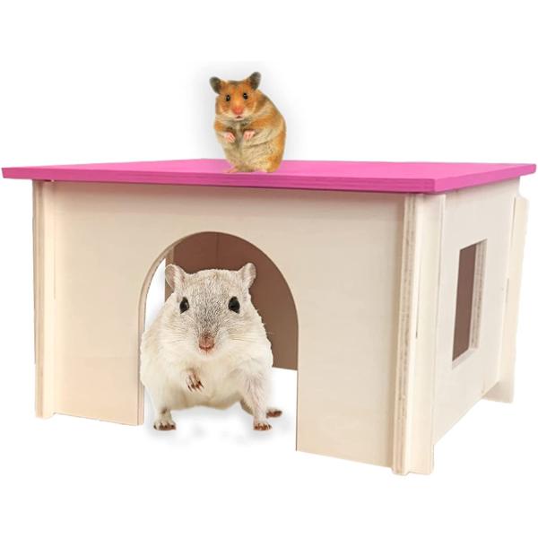【並行輸入品】 MUYG Natural Guinea Pig Wood House with Window Detachable Hamster W