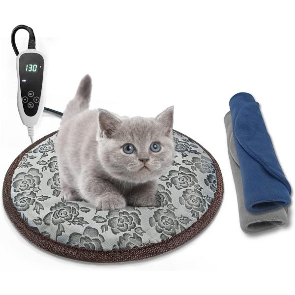 商品名HYDGOOHO Pet Heating Pad, Round-D15in,Cat Heating pad Waterproof, with Smart Thermostat Switch, Adjustable Dog Heatin...
