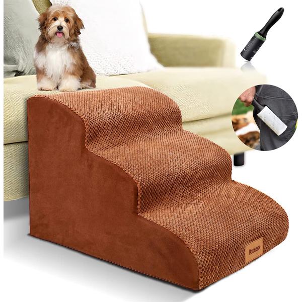 商品名Lesnox Foam Dog Stairs/Steps, 3 Tiers Pet Ramp/Ladder, Non-Slip, for Bed Couch Sofa, for Small Dogs Cats with Old/ In...