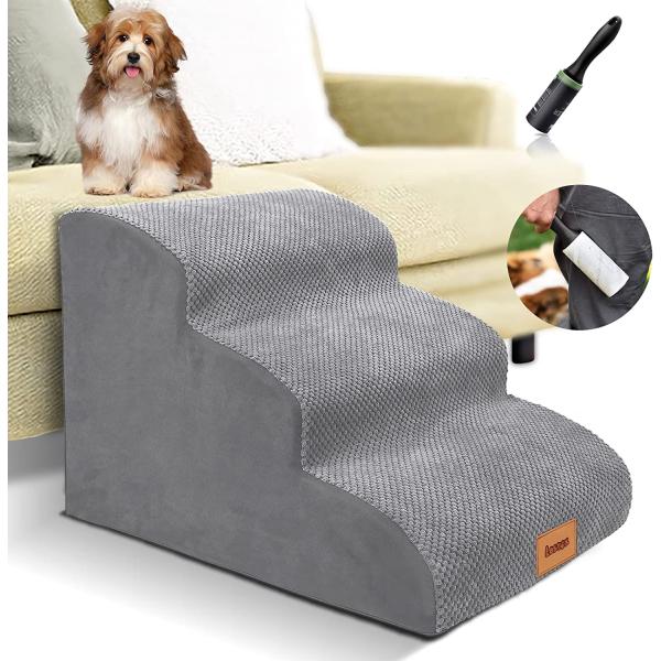 商品名Lesnox Foam Dog Stairs/Steps, 3 Tiers Pet Ramp/Ladder with Waterproof Cover for Bed Couch Sofa, Non-Slip, Dog Stair f...