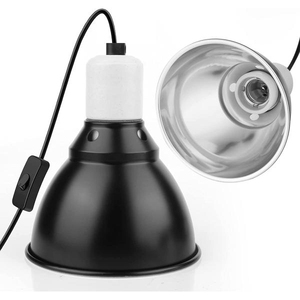 商品名Reptile Light Fixture, 5.5inch Reptile Heat Lamp, Reptile Deep Dome Reflector Cover with Switch Lamp Aquarium Tank He...