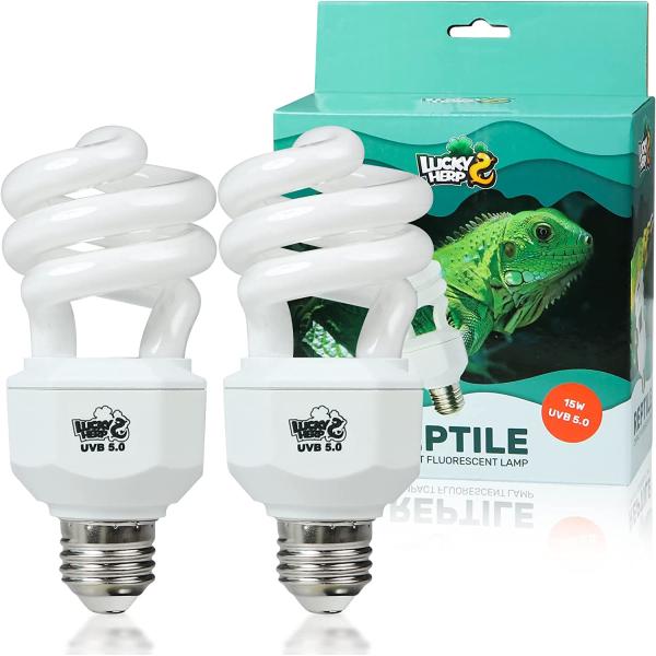 商品名LUCKY HERP 2 Pack UVA UVB Reptile Light, 15W 5.0 UVB Bulb for Tropical and Sub Tropical Reptiles, Compact Fluorescent...