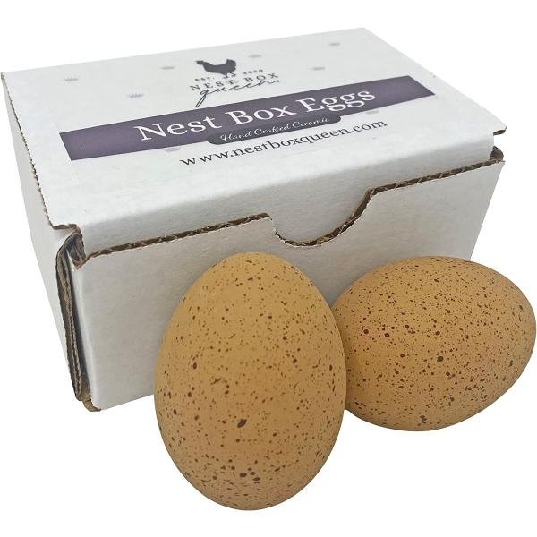 商品名Nest Box Queen セラミック 鶏の巣 卵 ネストボックストレーニング用 - 2パック (ダークブラウン斑点)Nest Box Queen Ceramic Chicken Nest Eggs for Nest Box Tra...