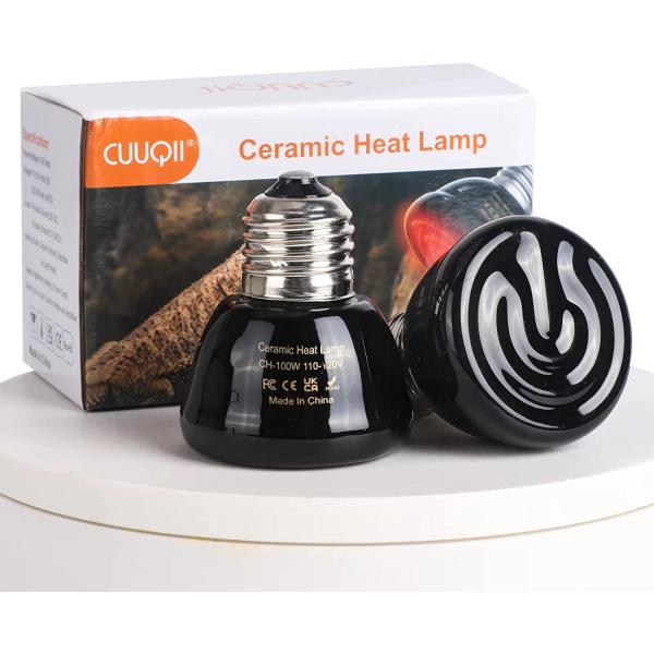 商品名爬虫類セラミックヒートランプ: 2パック 100W ミニセラミックヒートエミッター 爬虫類ヒートランプ電球 光なしブロダークープヒーター 両生類ペット&amp;インキュビングチキン用 - 2022年アップグレードスタイルCUUQII ...