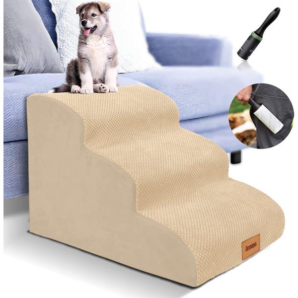 商品名Lesnox Foam Dog Stairs/Steps, 3 Tiers Pet Ramp/Ladder with Waterproof Cover for Bed Couch Sofa, Non-Slip, Dog Stair f...