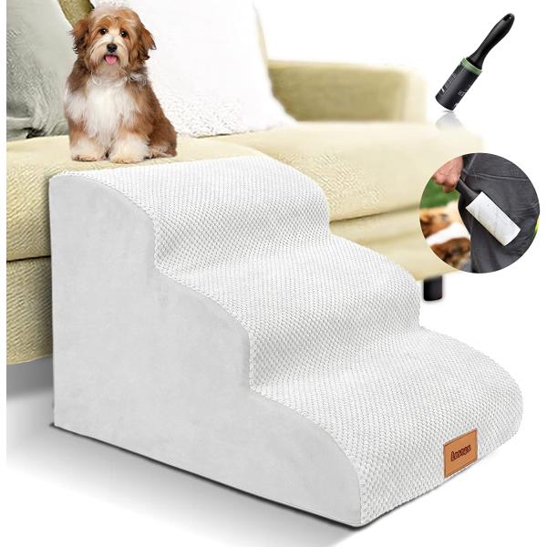 商品名Lesnox Foam Dog Stairs/Steps, 3 Tiers Pet Ramp/Ladder with Waterproof Cover for Bed Couch Sofa, Non-Slip, Dog Stair f...