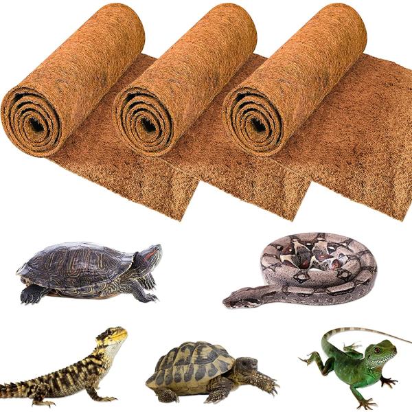 商品名ZeeDix 3 Pieces Reptile Carpet- 12 x 20 inches Coco Fiber Substrate Liner Natural Coconut Fiber Pet Mat Tortoise Carp...