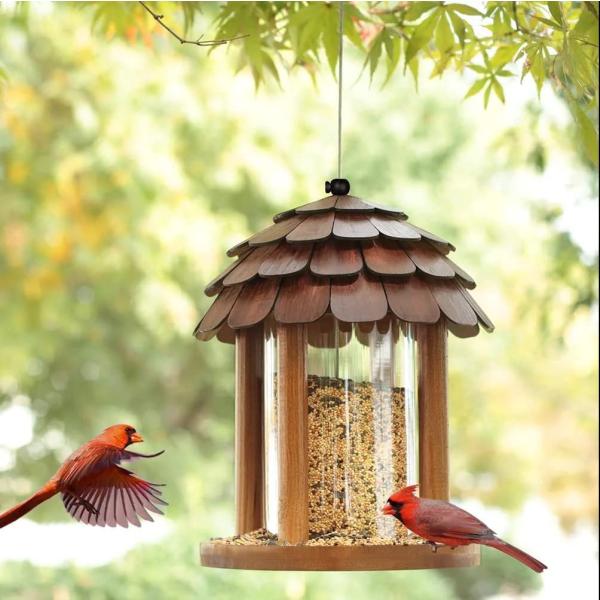 商品名Delux Gazebo Bird Feeder, Going Green Bamboo Water Proof Shingle Roof, 3 Lbs Capacity, Rust Proof Wire Cable Lifetime...