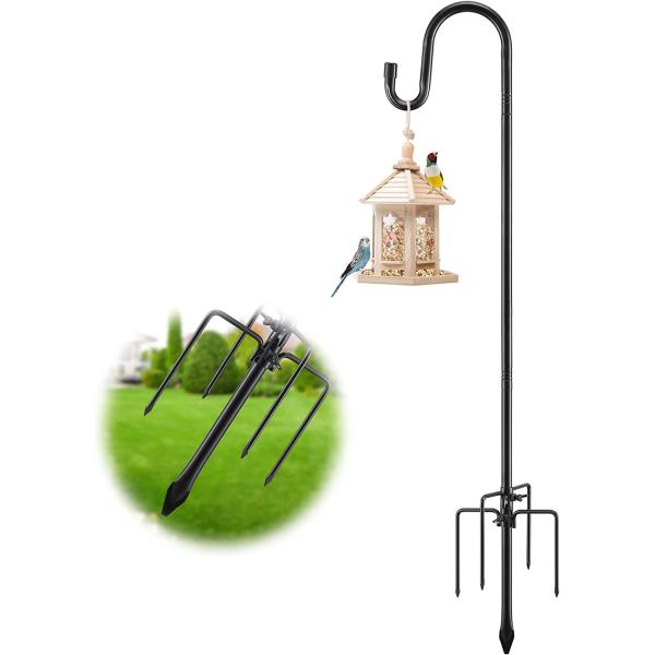 商品名バードフィーダーポールハンガー - 94インチ 高耐久 シェパードフック 屋外庭の装飾用 調整可能な5プロングシェパードフック ハチドリフィーダースタンド バードフィーダー/ウィンドチャイム/植物の吊り下げ用 - ブラックBird F...