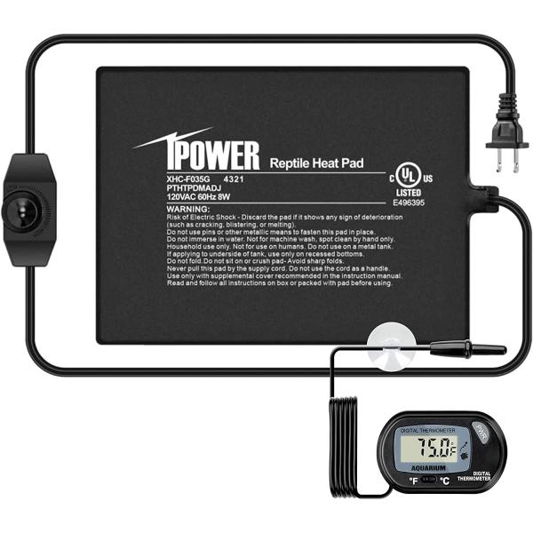 商品名iPower 6 by 8-Inch Reptile Heat Mat with Temperature Adjustable Controller Knob, LCD Digital Aquarium Thermometer, Un...