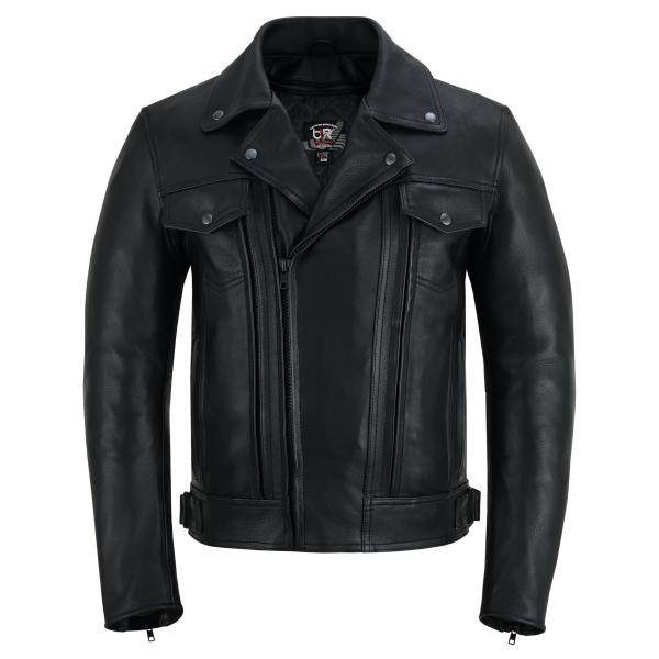 【並行輸入品】 BTR BORN TO RACE Men’s Motorcycle Leather Jacket Full Grain Co