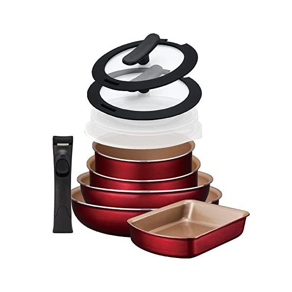 evercook α エバークックアルファ フライパン＆鍋 10点セット レッド