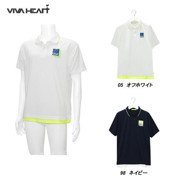ビバハート VIVA HEART メンズ 春夏 UVケア 吸水速乾 ボックスプリント 半袖ポロシャツ