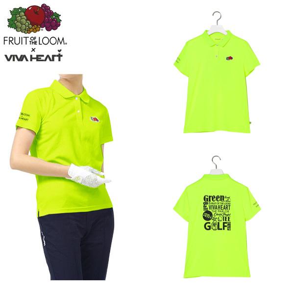 訳あり ビバハート VIVA HEART フルーツオブザルーム FRUIT OF THE LOOM レディース コラボ 吸水速乾 半袖ポロシャツ サイズ38(S)
