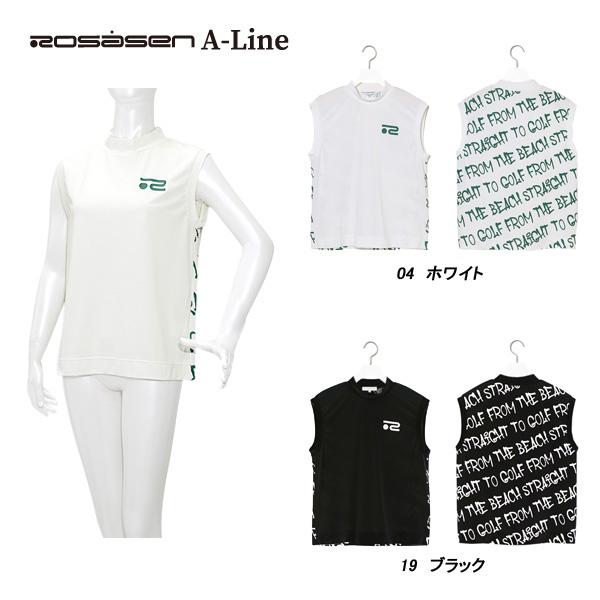 ロサーセン Rosasen A‐Line レディース 春夏 UVケア 吸水速乾 ストレッチ バッグプリントノースリーブ モックネックシャツ