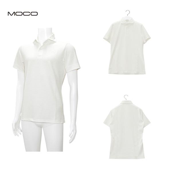 モコ MOCO メンズ 春夏 ジャガードニットギンガムチェック 半袖ポロシャツ サイズ48(M)