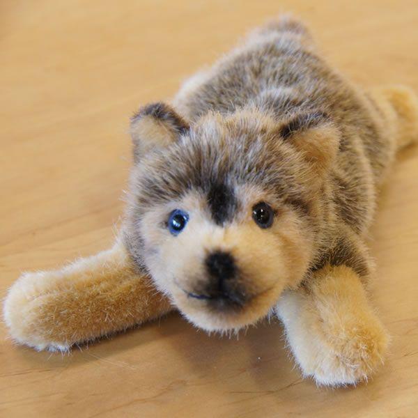 KOSEN◇オオカミ◇（仔）◇伏せ ケーセン（kosen）社 オオカミの子（伏せ）ソフト : 木のおもちゃ