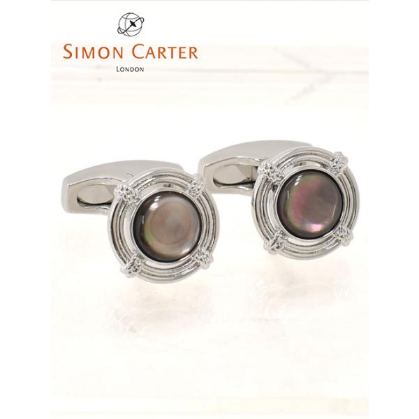 サイモンカーター SIMON CARTER カフリンクス メンズ LIFEBUOY カフス 浮き輪モチーフ グレー マザーオブパール 真鍮 イギリスブランド