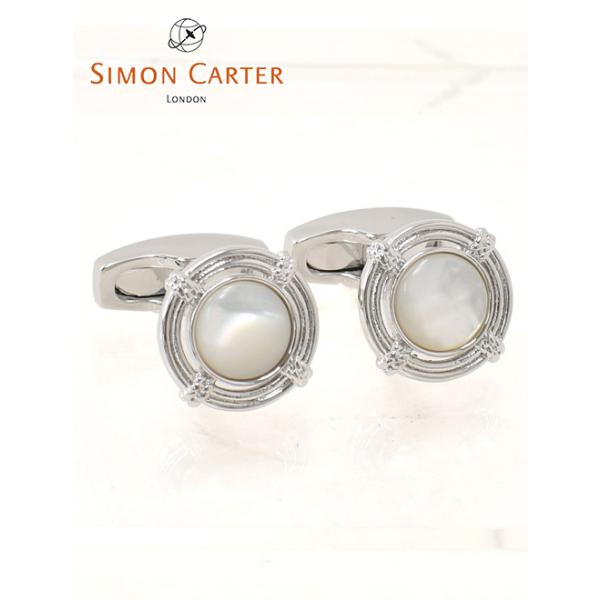 サイモンカーター SIMON CARTER カフリンクス メンズ LIFEBUOY カフス 浮き輪モチーフ パールホワイト 白蝶貝 真鍮 イギリスブランド