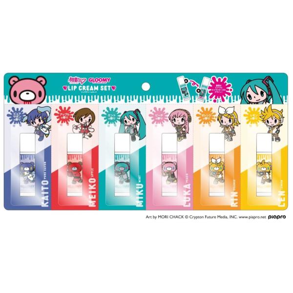 6本セット グルーミー×初音ミク リップクリームセット GLOOMY ピュアサボン　アップル　ミント　ピーチ　オレンジ　レモン　管理記号:DVD1