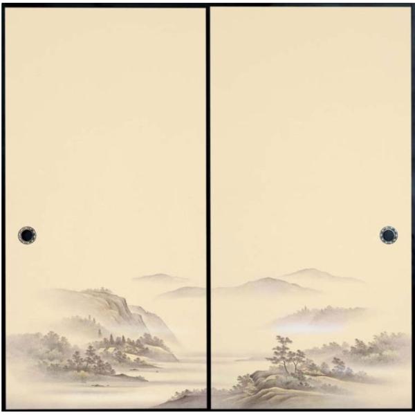 ふすま紙 襖紙 (朱雀(すじゃく)第11集) No.163 (サイズ95×201cm) 2枚1組「柄・山水画」