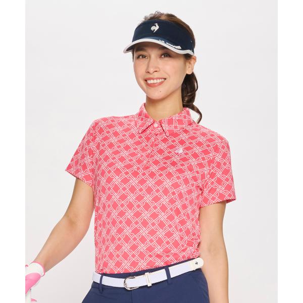 公式 ルコックスポルティフ ゴルフ 総柄半袖ポロシャツ レディース 吸汗速乾 ストレッチ UVカット ウェア LG5SHS13L 25SS
