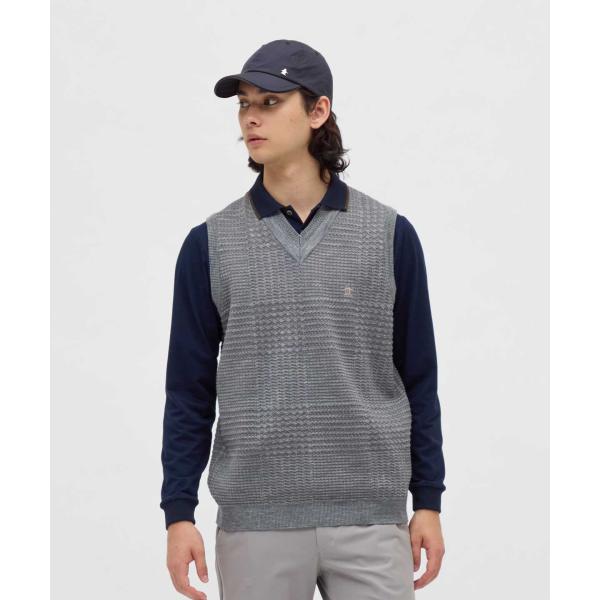 PING ニットベスト メンズ M グレー ゴルフウェア Vネック 新品タグ付き Munsingwear（マンシングウェア） 公式 グレンチェックVネックニット