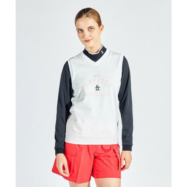 Munsingwear（マンシングウェア） 公式 ロゴ柄インターシャ Vネック