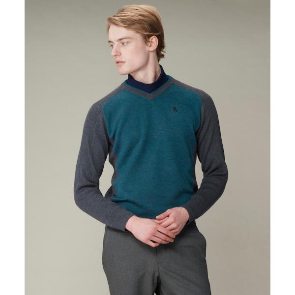 ランバンスポール　LANVIN SPORT ニット　青　黒　リバーシブルメンズ ランバンスポール LANVIN SPORT ニット 青 黒 リバーシブルメンズ