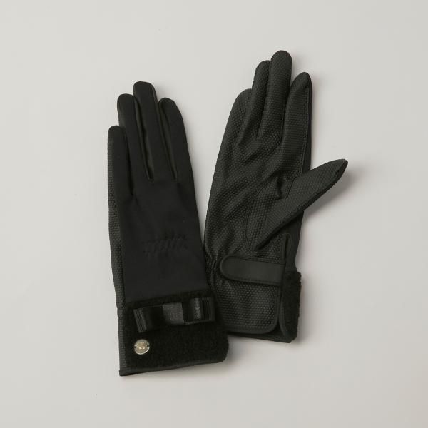 LANVIN ブラック ゴルフグローブ リボン付き LANVIN SPORT（ランバンスポール） 公式 ランバン スポール リボン付き