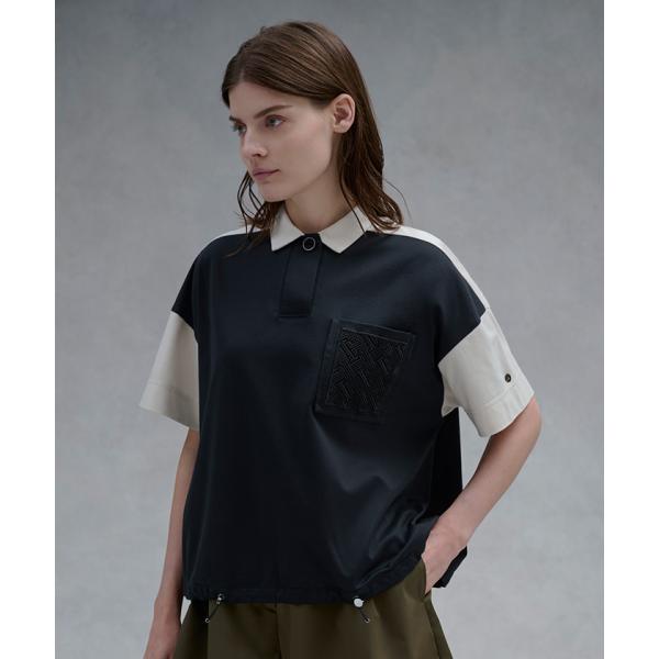 公式 ランバン スポール ブロッキング半袖シャツ UV 2WAYストレッチ レディース ポロシャツ ウェア ゴルフ おしゃれ VG5FHS31L 25FW