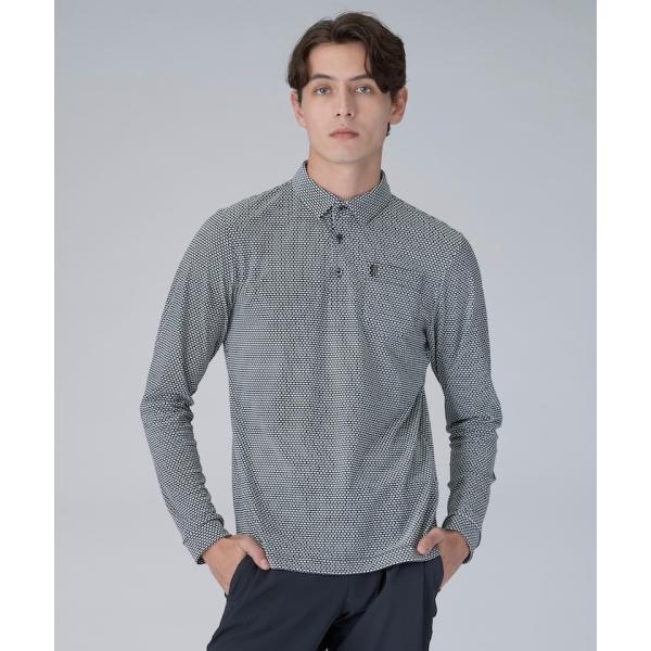 LANVIN SPORT（ランバンスポール） 幾何学プリント長袖ポロシャツ
