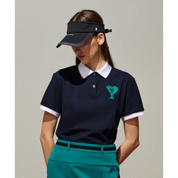 公式 ランバンスポール HEARTCOLLECTION半袖ポロシャツ 女性 吸汗 UV 2WAYストレッチ 遮熱 軽量ゴルフ VG6SHS21L 26SS