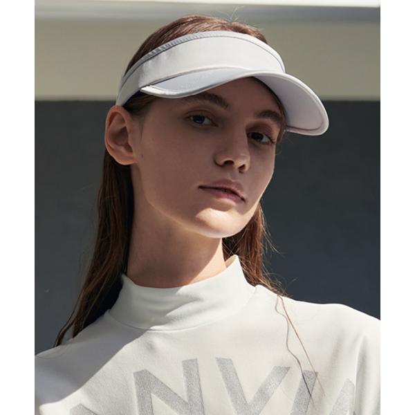 新品　LANVIN サンバイザー　UVカット素材 LANVIN SPORT リボン付きサンバイザー【部分UV】 -デサント
