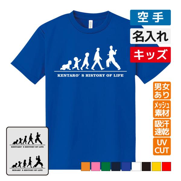 空手ドライ Tシャツ 吸汗 速乾 メッシュ キッズ ジュニア 名入れ無料