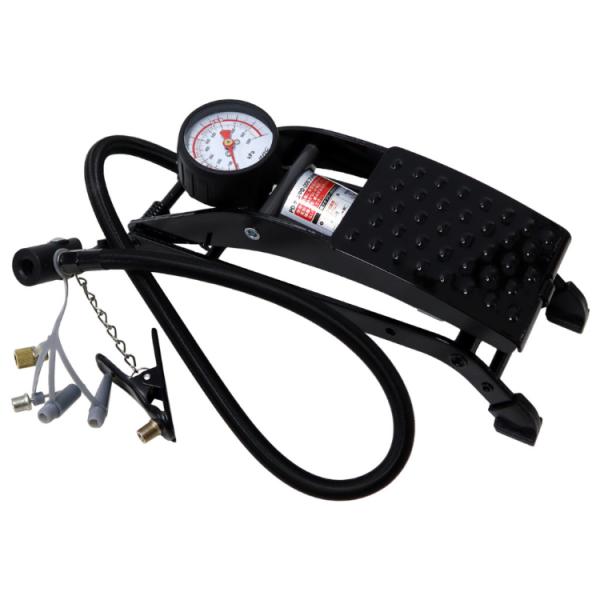 軽く踏むだけで空気が入るSG規格適合最高圧力 約1000kPa付属品 バイク用・自転車用・自動車用・ボール用・ボート用・浮き輪用ノズルエアーホースの長さ 約530mm本体サイズ 最小サイズ：約245(W)×80(H)×95(D)mm最大サイ...