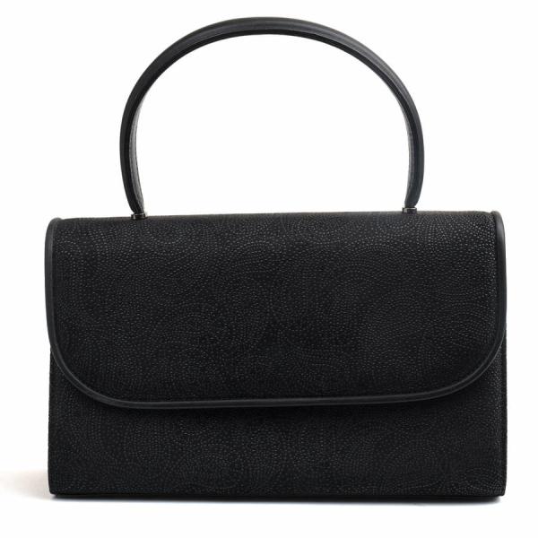 【極美品】 印傳屋 INDEN-YA ハンドバッグ 漆塗り 鹿革 フォーマル INDEN-YA / 印傳屋 印伝 鹿革 漆塗り ブラック 黒 ハンドバッグ