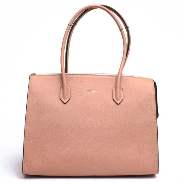 ○フルラ FURLA 牛革 トートバッグ PIN L SATCHEL ピン サッチェルバッグ シボ革 シュリンクレザー レディース 【中古】 中古 desir-store_d3671