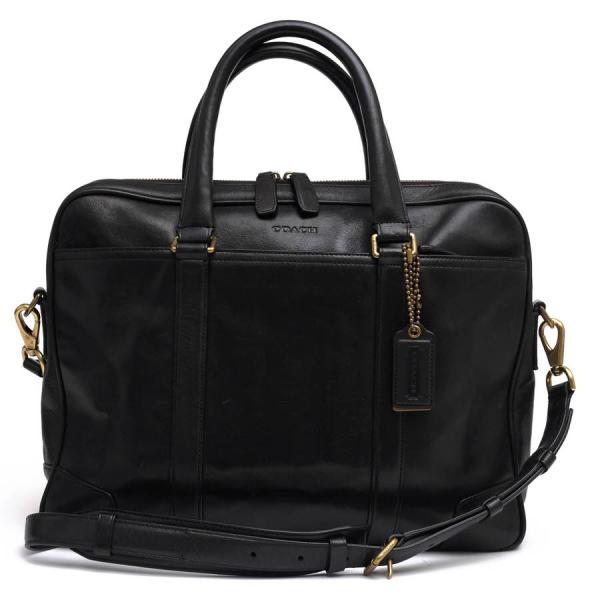 ○コーチ COACH ソフトポートレザー 牛革 ビジネスバッグ 70901 Bleecker Leather Slim Brief ブリーカー スリム ブリーフ 2WAY シ 中古 COACH（コーチ） ビジネスバッグ 70901 Bleecker Leather Slim Brief