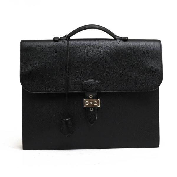 ○万双 Mansaw デュプイ社チェルケス グレイン型押し牛革 ビジネスバッグ フラップ式 メンズ 【中古】 中古 desir-store_d6280